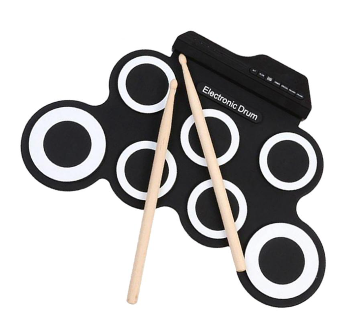 Portable Electronic Drum Digital USB 7 Pads Roll up Drum Set Silicone Electric Drum Pad Kit with Drum Pedals & Drum Sticks Portable Foldable Silicone Electronic Drum Pad Kit